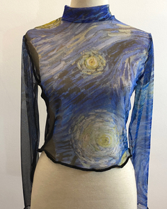 Crop "Noche Estrellada" manga larga - comprar online