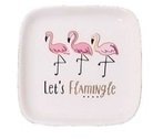 Prato Porcelana Mini - Flamingo Trio Quadrado