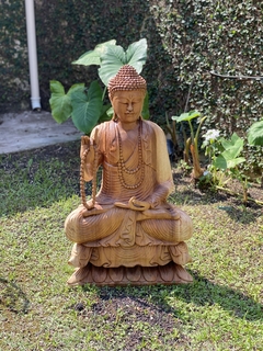 Estátua Buda Sentado Madeira 80cm