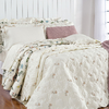 Cobre leito QUEEN + jogo de lençol e almofadas palha com bordado floral em percal 400 no fio egípcio - 11 peças