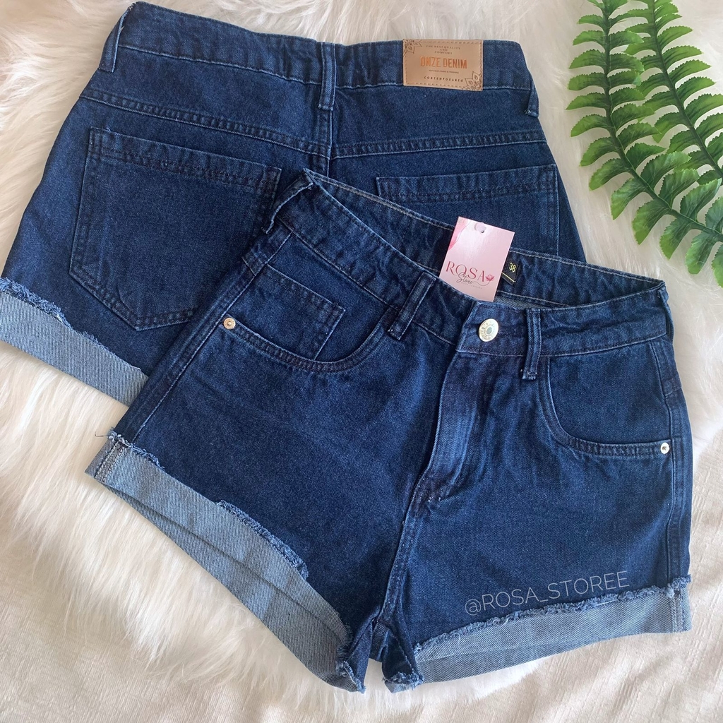 shorts jeans vintage e de cós alto