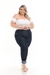 Calça Jeans Feminina Roupa Plus Size Cintura Alta Levanta Bumbum Promoção Barra Estampada - comprar online