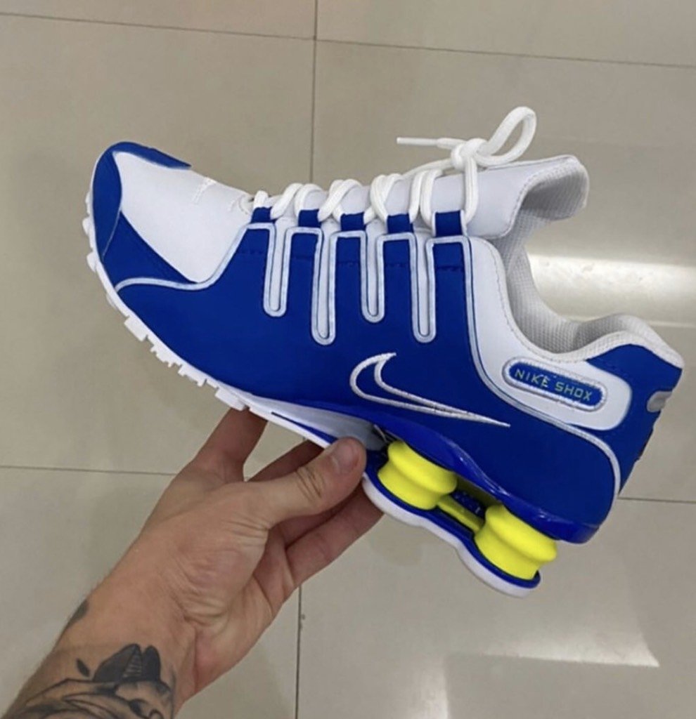 nike shox branco com verde limão