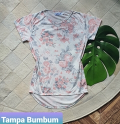 T-shirt Blusinha Camiseta Tampa Bumbum Feminina Off White Floral na internet
