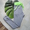 Calça Jogger Feminina Viscolycra Cinza Mescla e Verde Neon com Bordado