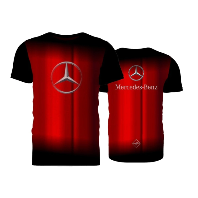Camiseta Full Print Mercedes Brush Vermelho Degradê