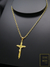 Corrente Cadeado 70cm 3mm Fecho Tradicional Banhada a Ouro 18K + Pingente Cruz 3 Listras Jesus - loja online