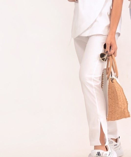 Pantalón elastizado chupin mujer BLANCO