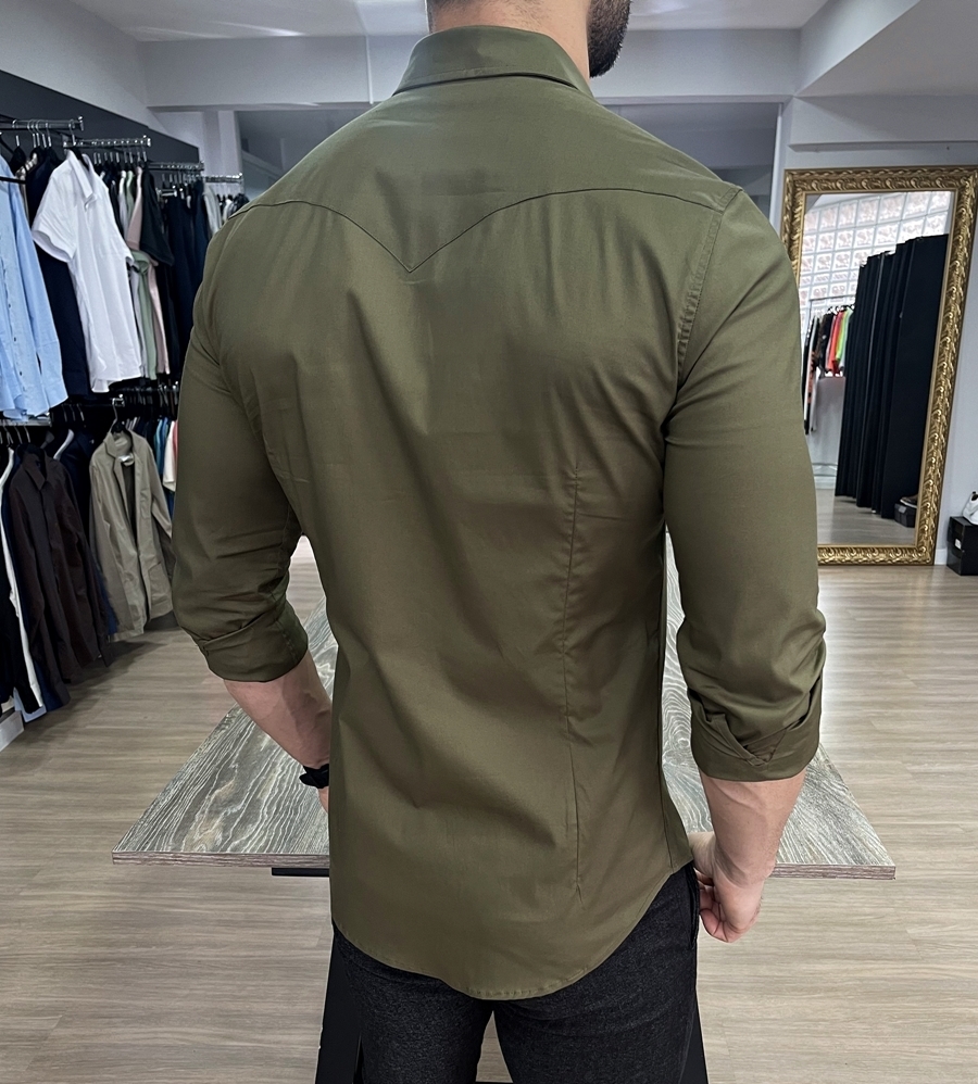 Camisa Zip-Off manga longa verde militar