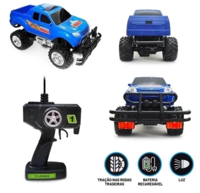 Carrinho de Controle Remoto Pick Up Monster Truck Polibrinq