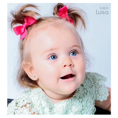 Laço Luisa Lisos Pink - Menina de Laço - Os Mais Lindos Laços e Tiaras de Cabelo Infantil