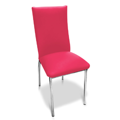 Silla Sirel tapizado completo color rosa caño cromado
