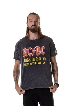 Camiseta Masculina Estonada AC/DC Rock in Rio