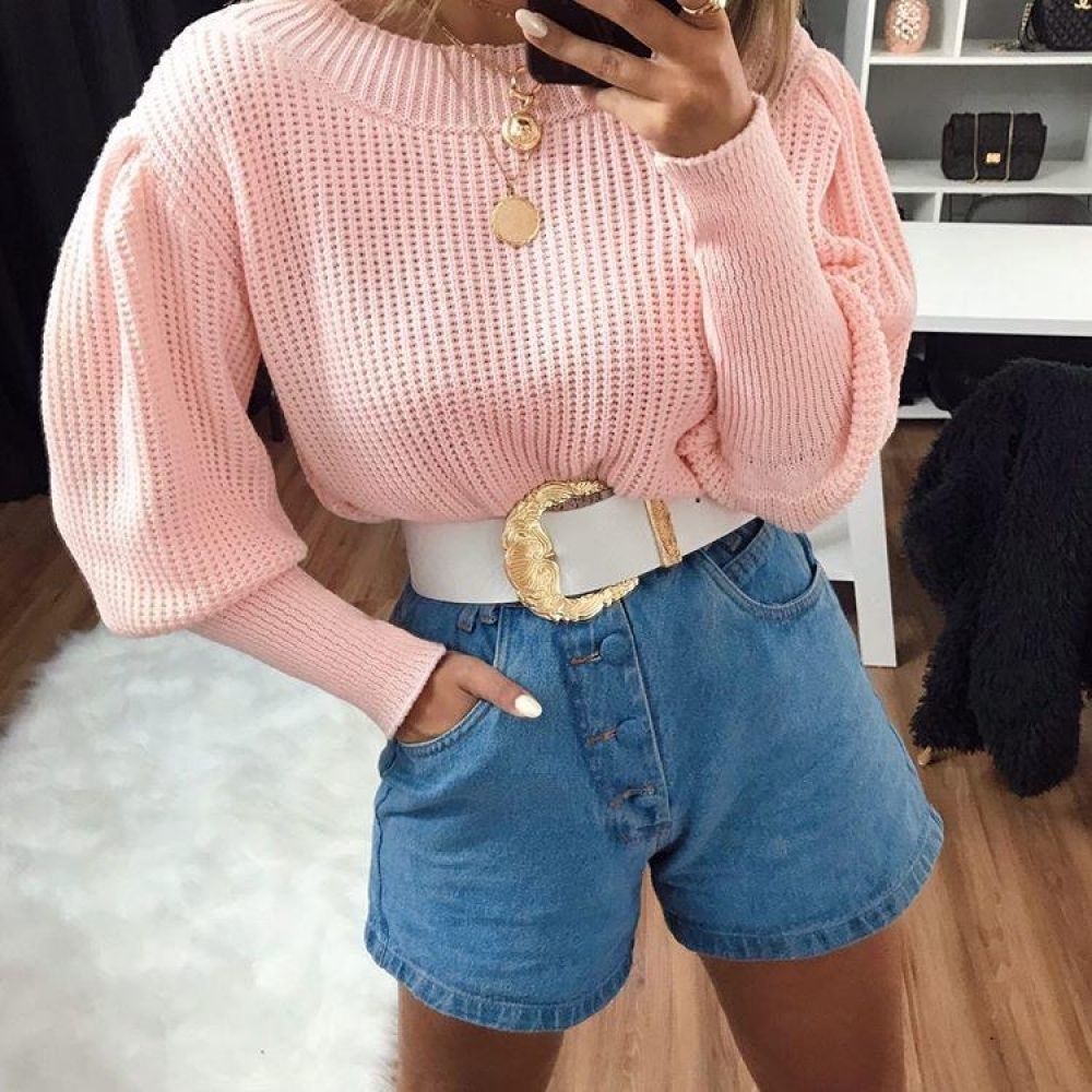 blusa tricot rosa bebe