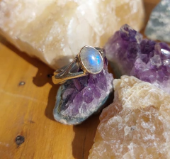 Anillo regulable con Piedra de la Luna en Plata 925