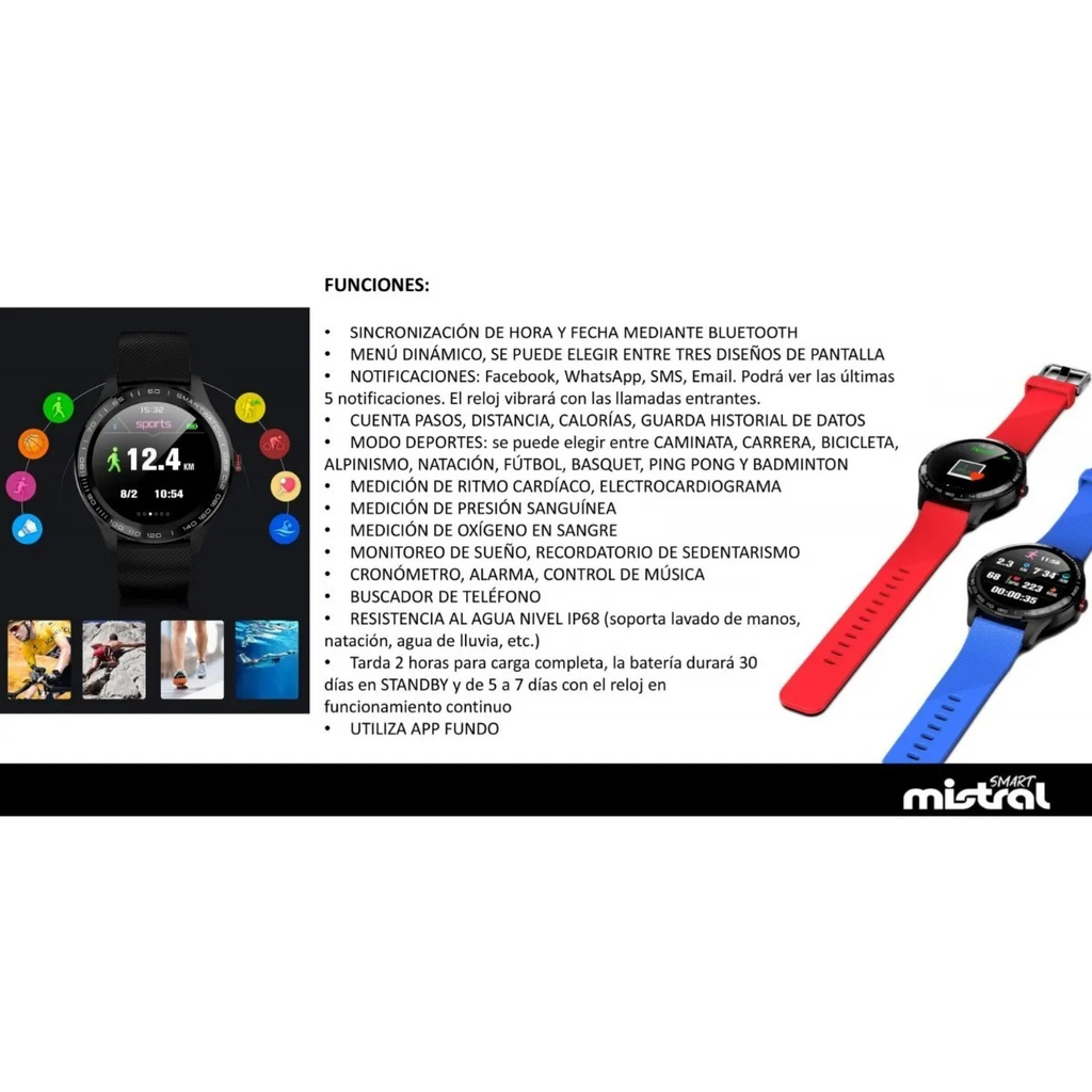 Reloj Mistral Inteligente Smartwatch SMT-L5-01 Sumergible - MISTRAL  SMARTWATCH - \u0026#8986; Relojes \u003cb\u003eSMART \u003c/b\u003e - Productos - Joyerías Glow ing  | Joyería Rosario, Relojería Rosario – Fabricante de Alianzas, Joyas de Oro,