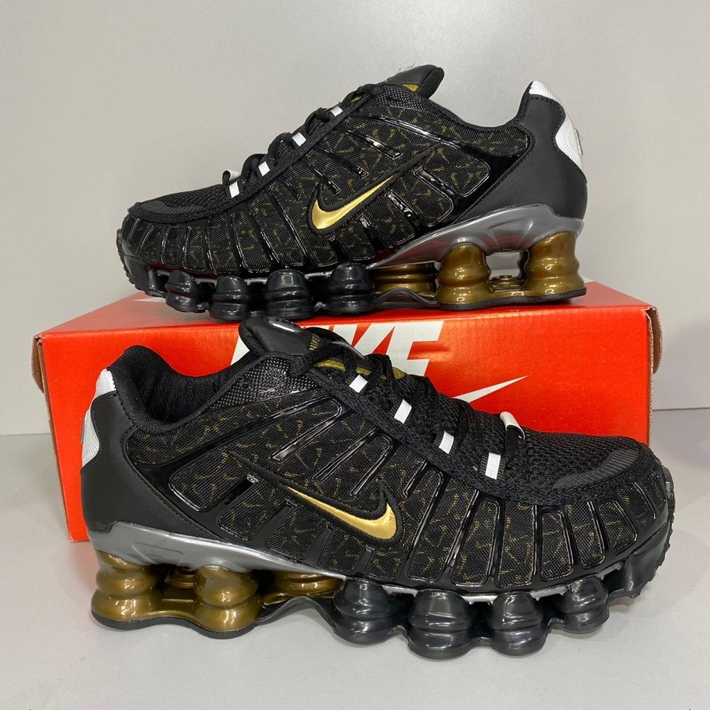 nike shox tl preto e dourado