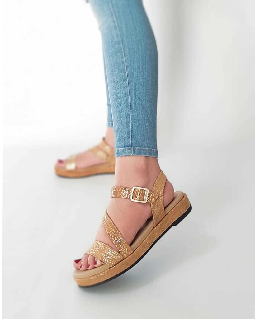 Sandalias de cuero forradas en cuero plantilla de latex color suela