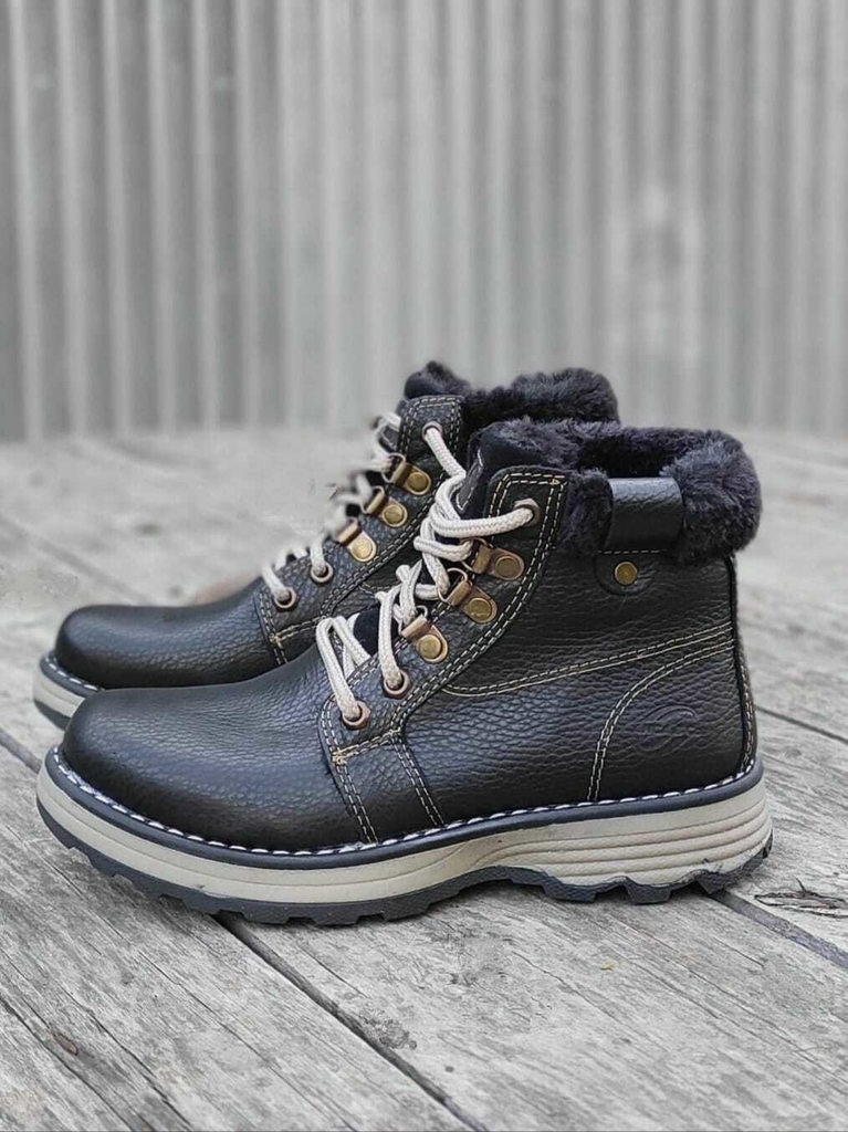 Borcegos lisboa de cuero colornegro con pelo ancayco