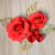Imagem do Decoração Para Topo De Bolo Folha Dourada e Flores Decorativas