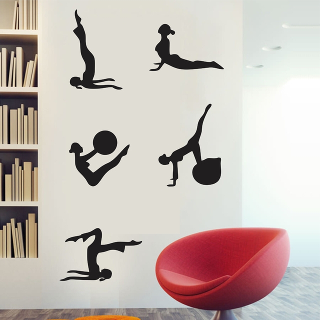 Adesivo Decorativo Parede Pilates Silhuetas Posturas