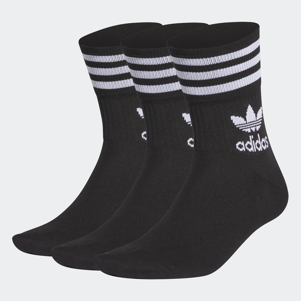 Meias Adidas Mid-Cut 3 Pares Preta DX9092