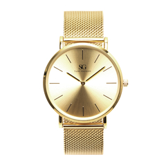 relógio minimalista pulseira aço inoxidável dourado metal