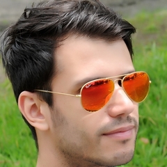 Óculos de Sol Ray-Ban Aviador Laranja Espelhado - comprar online