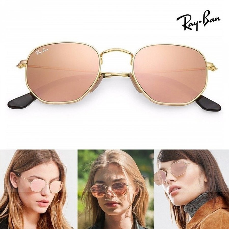 Óculos de Sol Ray-Ban Hexagonal Rosa Espelhado
