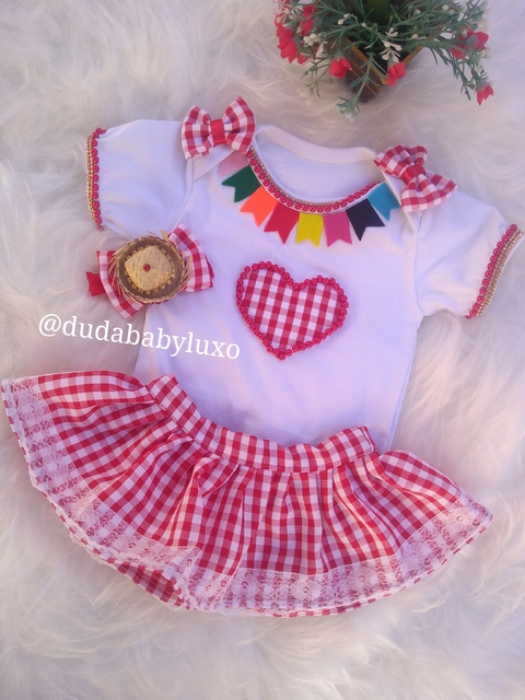 Conjunto Xadrez Festa Junina - Duda Baby Luxo