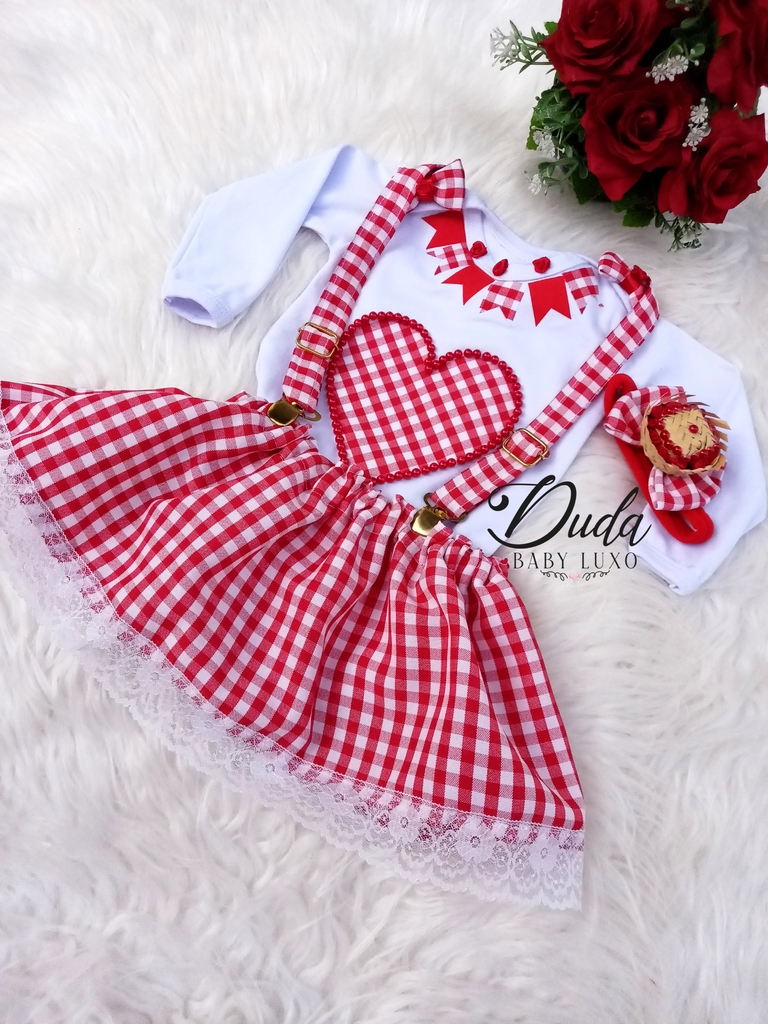 Conjunto Xadrez Festa Junina - Duda Baby Luxo