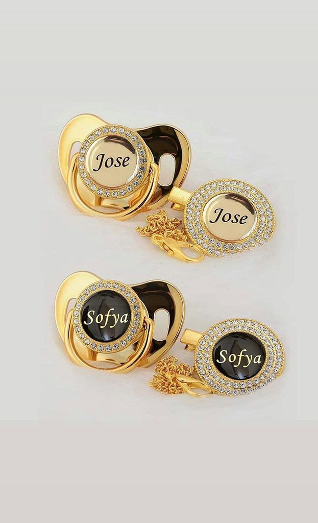 Chupeta dourada com nome Clearance