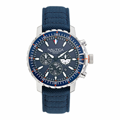 Nautica NAPICS006 - Reloj de cuarzo japonés para hombre, acero inoxidable, correa de nailon, color azul, 22