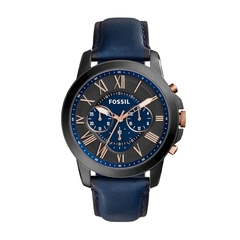 Reloj Fossil Grant Blue Fs5061ie Correa Cuero Azul Formal
