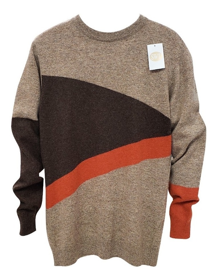 4326 / Sweater Pullover Combinado Bremer Lana Merino Dama