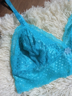 Conjunto de Lingerie Renda Sem Bojo Azul Tiffany M - comprar online