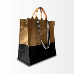 Shopping Bag Cadarço MNOVAK - Ocre & Preta - comprar online