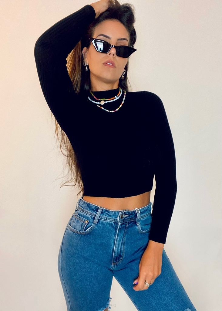 cropped tricot com camisa