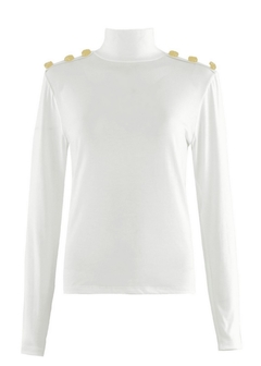 Blusa Gola Alta Botões Balme Off White - comprar online
