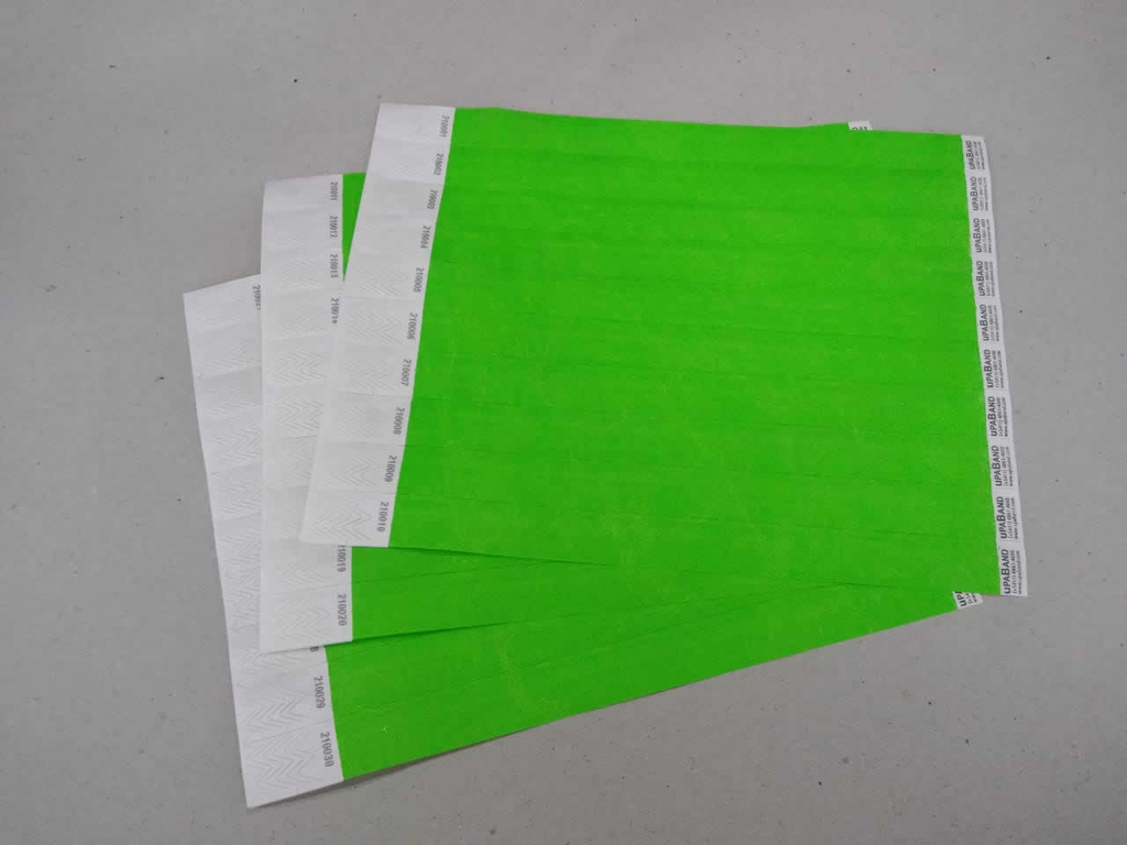 Pulsera de papel para eventos, plancha x 10 unidades.