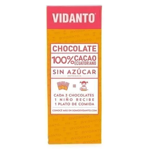 Vidanto Chocolate 100% Cacao 60gr.