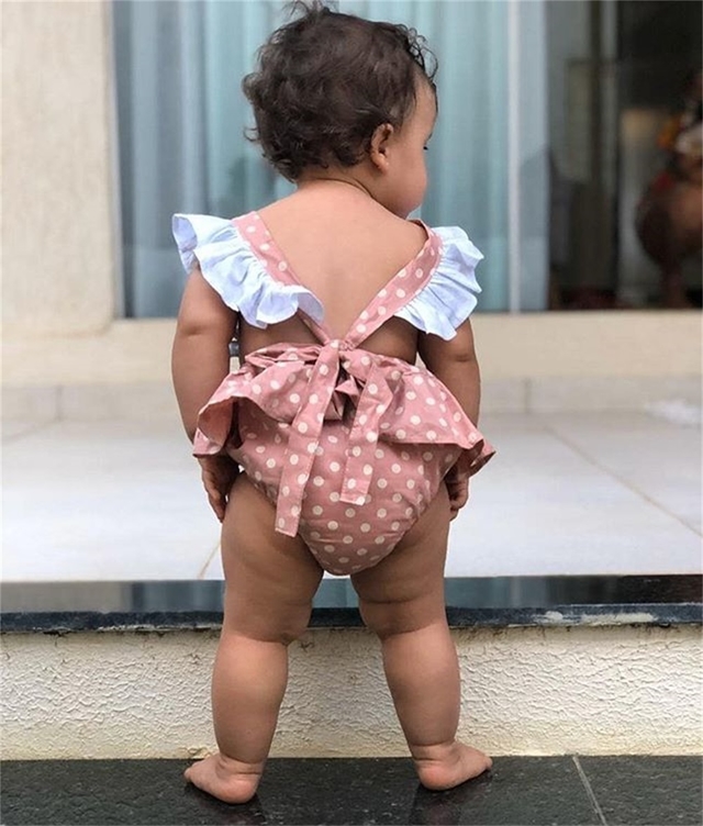 Romper Jardineira Faixa Bebe Menina Rose Poa Lc0047 Romper Jardineira Faixa Bebe Menina Rose Poa Lc0047
