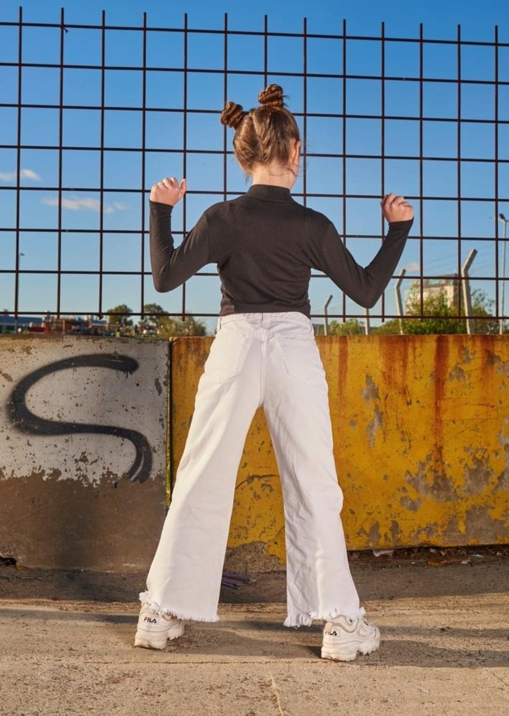 Jean Wide leg blanco con roturas