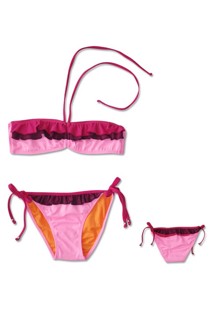 Bikini Lollypop rosa con volados - Sugar Swimwear