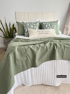 Pie de cama liso tusor 220 x 120 cm. | Verde seco