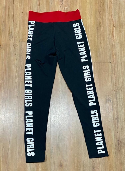 Calça Legging Planet Girls Estampada Lateral - Preto/Vermelho