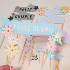 Cake topper de flores de papel simple Cake topper de flores de papel simple