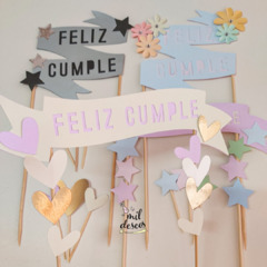 Cake topper de flores de papel simple Cake topper de flores de papel simple
