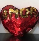 Almofada Coração Paetê Vermelho/Dourado - comprar online