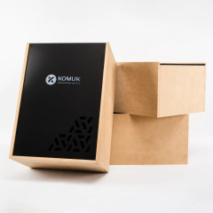 Caja de MDF 35x10x10 cm - Tapa Acrilico Negro con logo - tienda online